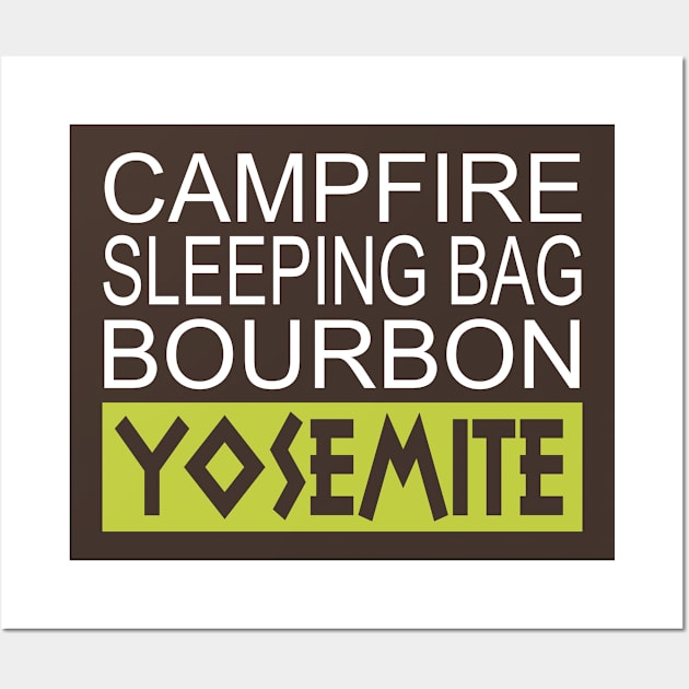 Campfire, Sleeping Bag, Bourbon, Yosemite Wall Art by esskay1000